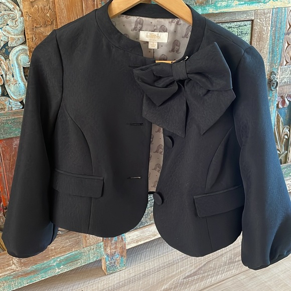 Erin Fetherston Heart print Bow Jacket. Black - Picture 11 of 16